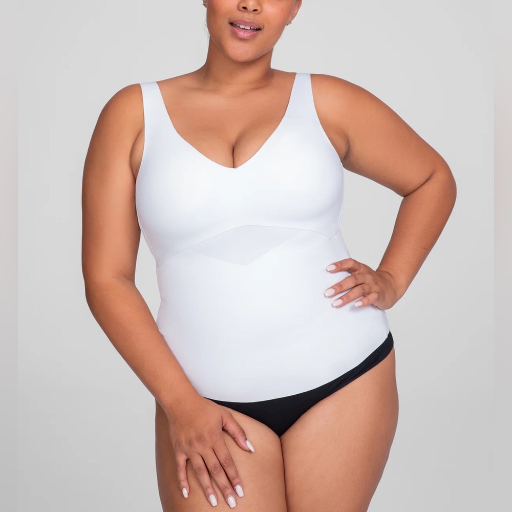 Honeylove LiftWear Shapewear Tank Top 3X White Built-In Wireless Bra NWT